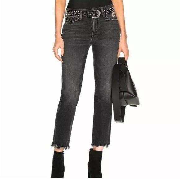 MOTHER The Saint Chew High Rise Jeans | Black Distressed | Size 26 - Picture 3 of 8